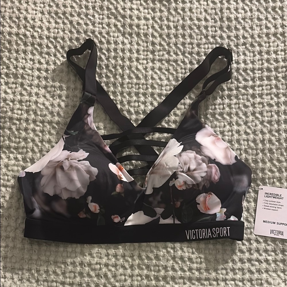 NEW VS Floral Black Sports Bra